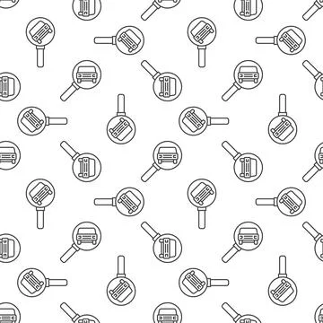 Carsharing Car Search vector Magnifying Glass concept seamless pattern Illustrazione stock