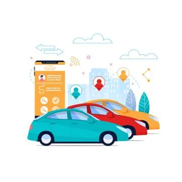 Carsharing Flat Poster Layout. Automobile Rent Stock Illustration