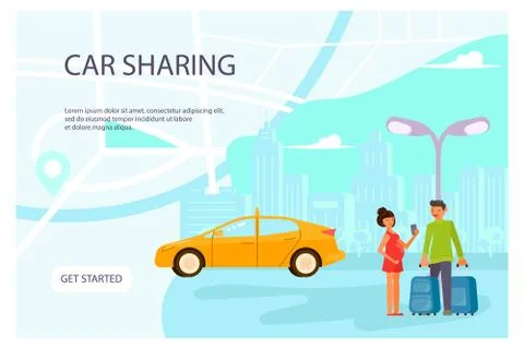 Carsharing page website template Stock Illustration