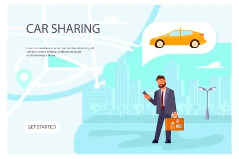 Carsharing page website template Stock Illustration