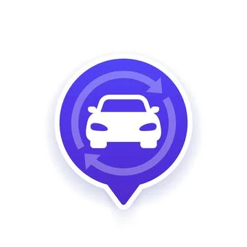 Carsharing, rental service vector icon with a car Stock Illustration