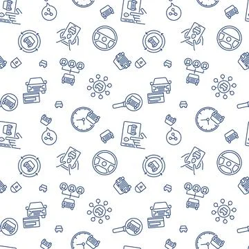 Carsharing seamless background - vector Car Rental outline pattern イラスト素材