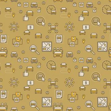Carsharing Seamless Pattern - vector carpooling creative background Illustrazione stock