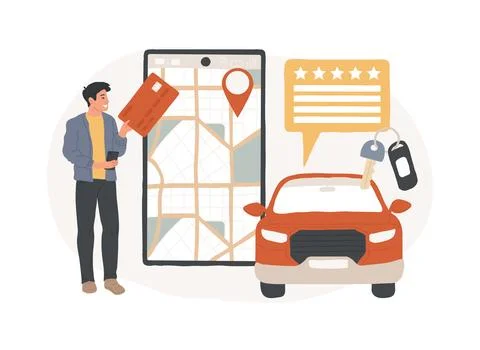Carsharing service isolated concept vector illustration. Ilustración de archivo