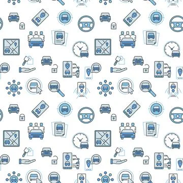 Carsharing vector carpooling blue creative Seamless Pattern Stock Illustration