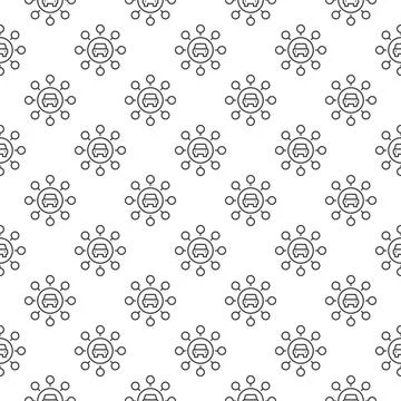 Carsharing vector round concept linear seamless pattern Stock Illustration