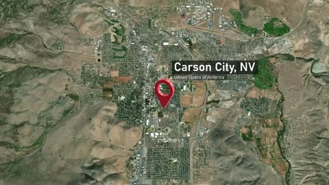 Carson City Map Zoom (NV, USA) from Space to Earth Video stock 295381965