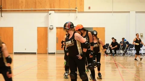 Carson City Victory Rollers Skate Backwards Stock Footage 97481087