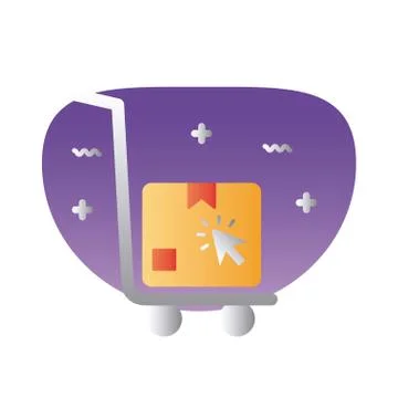 Cart with box delivery and cursor degraded style icon Illustrazione stock