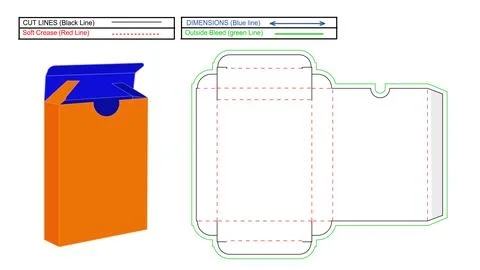 Cart box dieline template vector 3D render Stock Illustration