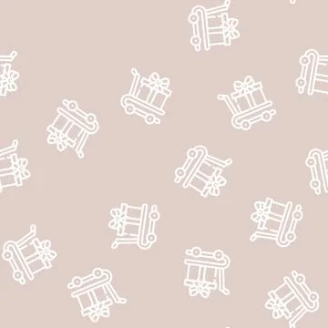 Cart carry gift line vector seamless pattern Illustrazione stock