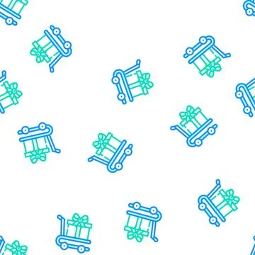 Cart carry gift vector seamless pattern Stock Illustration