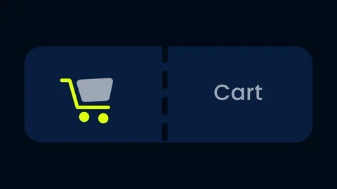 Cart Feature Button with Yellow Shopping Cart Icon Stock Footage 334471356