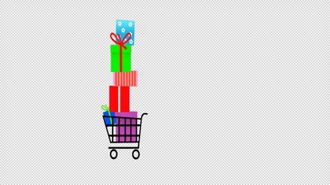 Cart with Gift Boxes - Alpha Stock Footage 258601765