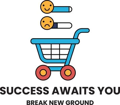 Cart holds two faces: one smiling, one frowning Stock Illustration