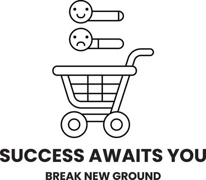 Cart holds two faces: one smiling, one frowning Stock Illustration