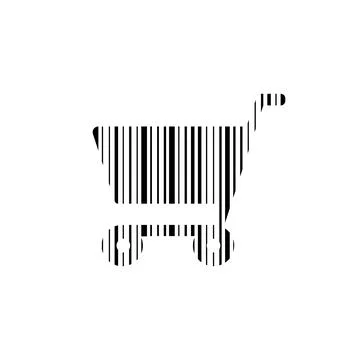 Cart icon in bar-code style. Vector Stock Illustration