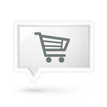 Cart icon on a speech bubble Ilustración de archivo