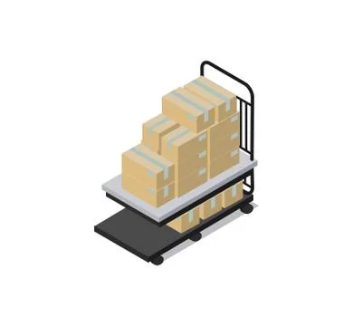 Cart Loaded with Boxes Factory Vector Illustration イラスト素材