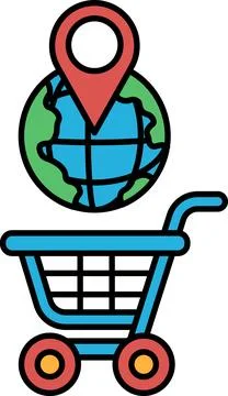 A cart with a map of the world on it Illustration