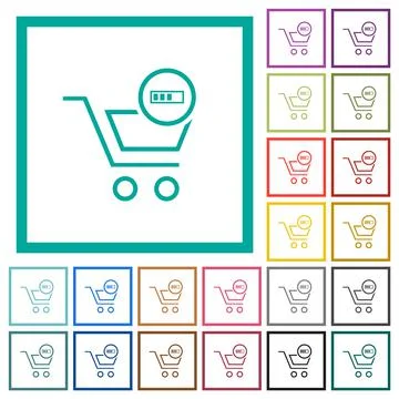 Cart processing outline flat color icons with quadrant frames イラスト素材