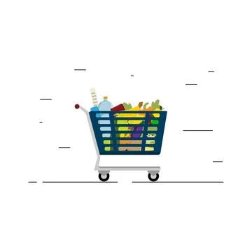 Cart with products. Stock Illustration