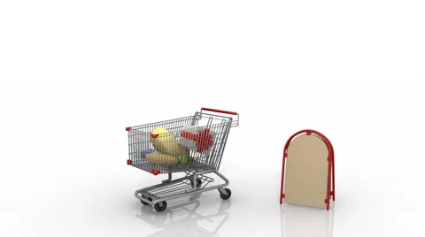 Cart with products in the store Vídeo Stock 69007970