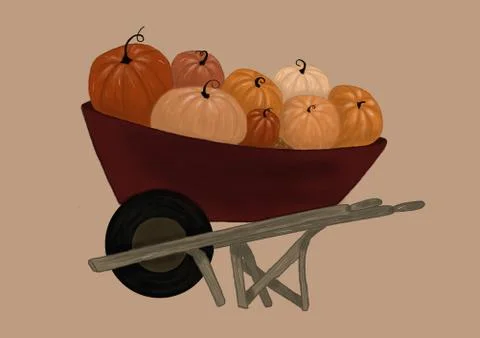 Cart with pumpkins Stock Illustration