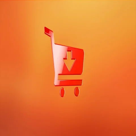 Cart Red 3d Icon Stock Footage