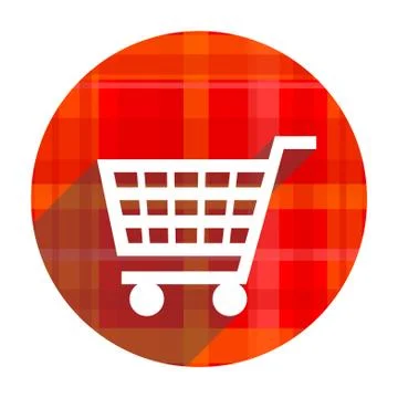 Cart red flat icon isolated. Illustrazione stock