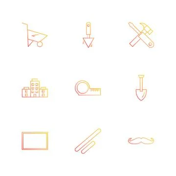 Cart , scale , spade ,  hardware , tools ,labour , constructions , eps icons  Stock Illustration