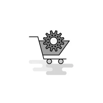 Cart setting  Web Icon. Flat Line Filled Gray Icon Vector Stock Illustration