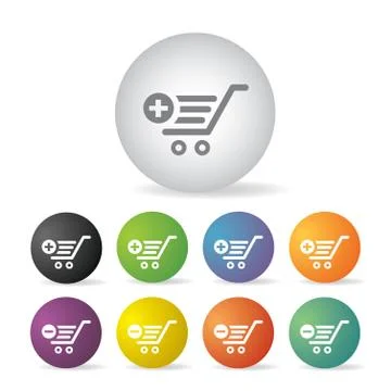Cart shopping  button set Stock Illustration