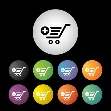 Cart shopping  button set Illustrazione stock