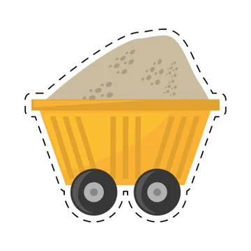 Cart train mining full mineral cut line Stock Illustration