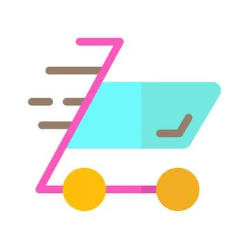 Cart trolley purchase e commerce flat icon logo. Stock Illustration