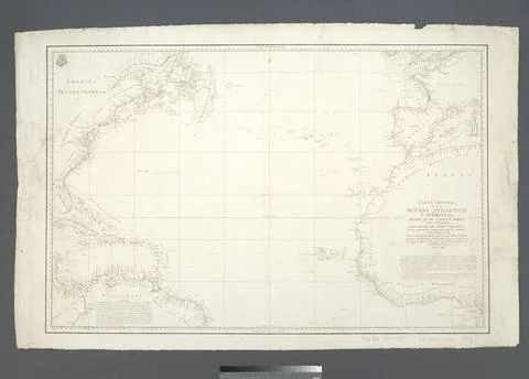 Carta general del Oceano Atlantico u ocidental desde 52Âº de latitud norte. Stock Photos