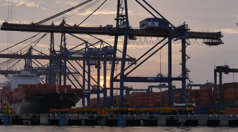 Cartagena containers sundown Stock Footage 54839457