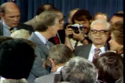 Carter answer the questions ask by the reporter at 5th press conference - 1977 Stock Footage 110806892