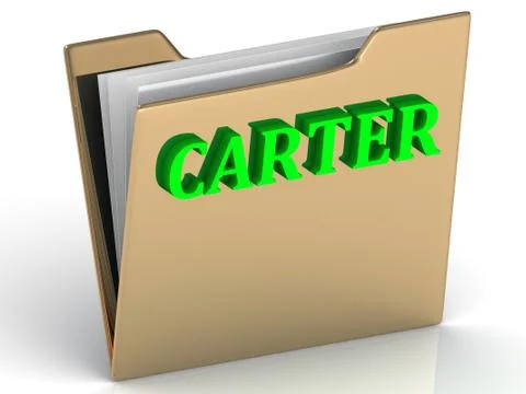 CARTER- bright green letters on gold paperwork folder on a white background Stock Illustration