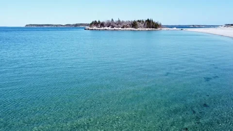 Carter's Beach, Nova Scotia video of drone flying over the water Stock Footage 155552236