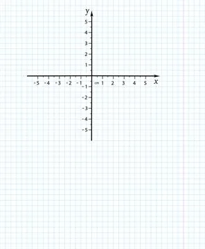 Cartesian coordinate system on a notebook sheet on a checkered grid. Vector 스톡 일러스트