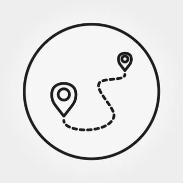 Cartographic mark of location, initial and final destination. Stock Illustration