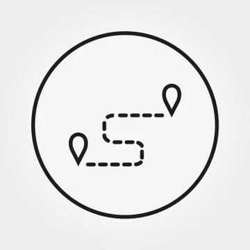 Cartographic mark of location, initial and final destination. Stock Illustration