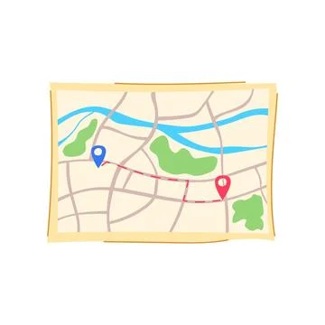 Cartography map cartoon vector illustration Stock Illustration