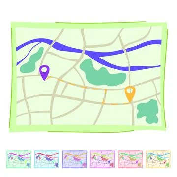 Cartography map vector cartoon graphic Stock-Illustration