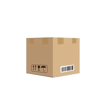 Carton box container vector illustration, cardboard box pack with handling Stock Illustration