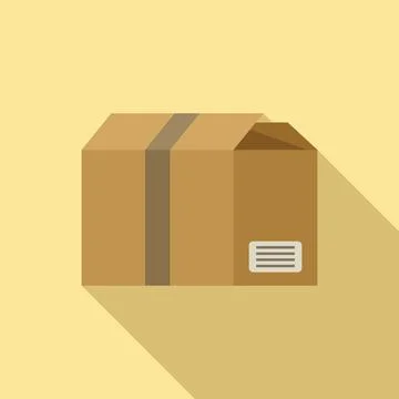 Carton box icon flat vector. Delivery package Stock Illustration