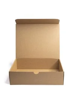 Carton box, isolated on blue background. Stock Photos
