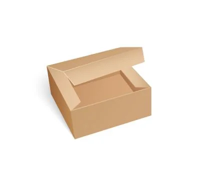 Carton Box with Open Top Empty Package Vector Stock Illustration